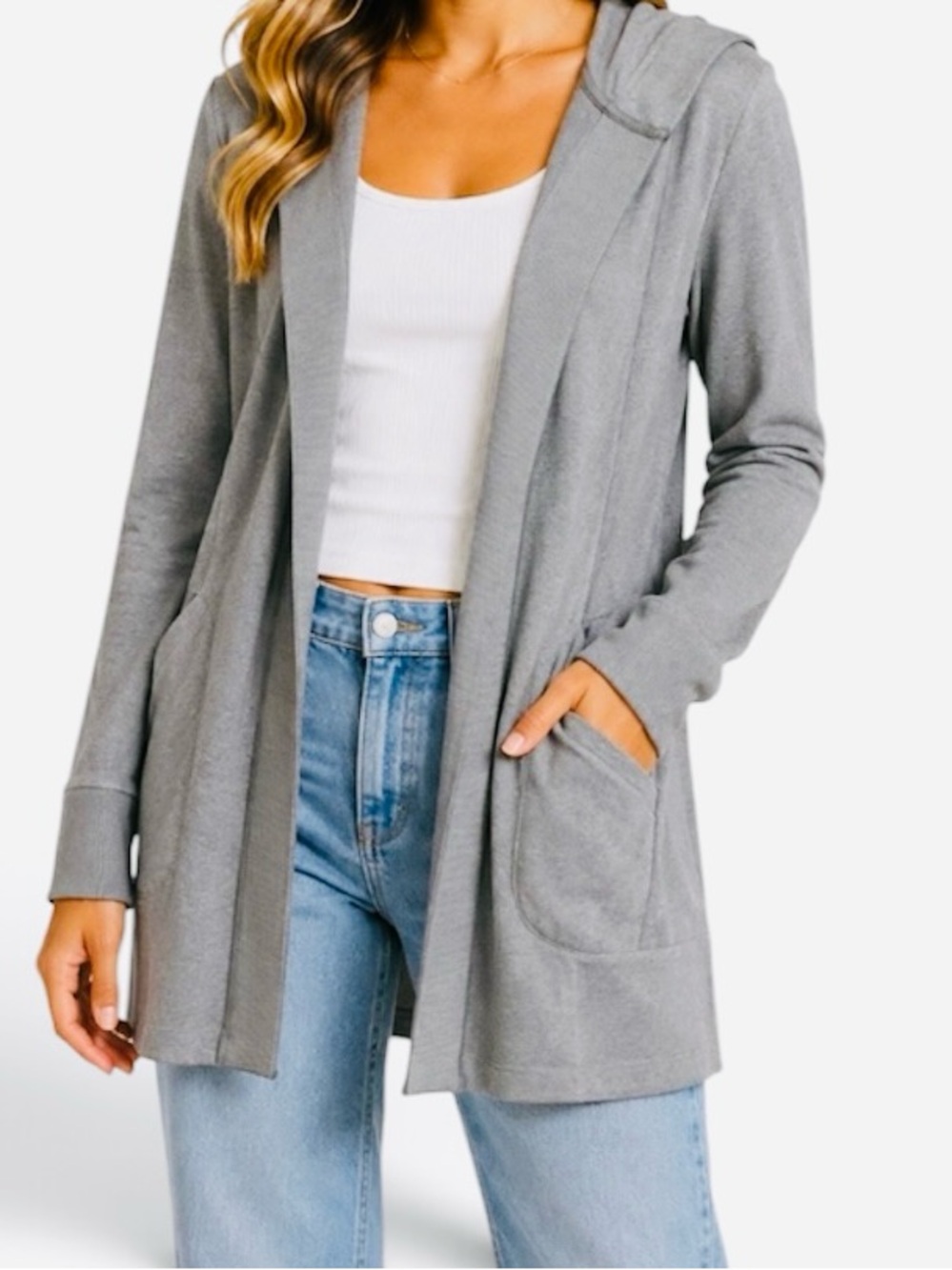 ATHLETA Gray Open Front Uptempo Wrap
Cardigan Jacket (#986950) Size Xsmall